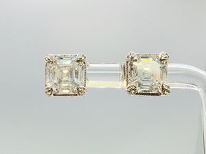 Judith Ripka 925 Sterling Silver Asscher Cut CZ Stud Earrings 5g
